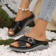 thumbnail image 4 of CHGBMOK Womens Sandals Strap Slide with Buckle Detail & Perforations Chunky Sole Comfortable Summer Footwear,Sizes 36-43, 4 of 9