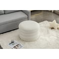 thumbnail image 6 of Storage Ottoman, Upholstered Round Ottoman with Storage, Small Ottoman with Storage, Reversible Cover Plate, for Entryway Living Room  Bedroom, Ivory Velvet, 6 of 9