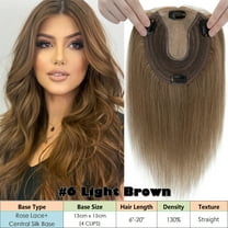 Benehair Real Hair Clip In Extensions Clip In Hairpiece Silk Base Topper Toupee Wiglet Top 100% Remy Human Hair Piece Crown 13cm*15cm Brown 6"-22"