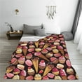 thumbnail image 5 of Honeii Ice Cream Cake Print Fleece Blanket - Throw Blanket for Bed, Sofa, Couch, Camping, and Travel , Microplush Ultra Soft Warm Blanket-60"x50", 5 of 7