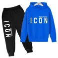 thumbnail image 4 of Conjuntos de ropa de moda para niños y niñas de 2 a 13 años, sudadera con capucha y pantalones de manga larga con estampado de letras, informal, para primavera y otoño, 4 of 5