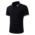 thumbnail image 5 of VEKDONE Men's Golf Shirt Casual Short Sleeve Button Up Collared T-Shirt with Leopard Print Trim Summer Business Work Shirts Black L, 5 of 9