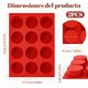 thumbnail image 2 of 2 Piezas Moldes de Silicona para Hornear de 12 Cavidades, Adecuado para Hornear Pasteles, Galletas, Hacer Jabón y Macarons, Color Rojo, 2 of 4