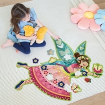 Peaceable Kingdom Shimmer & Glitter Fairy Floor Puzzle, 50pc Giant Floor Puzzle for Kids Ages 5 & up, Fun-Shaped Puzzle Pieces, Great for classrooms