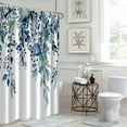 thumbnail image 3 of Blue Eucalyptus Shower Curtain, Watercolor Spring Plant Leaves with Floral Shower Curtain Waterproof Fabric Shower Curtain Set with Hooks, 72x72 Inch, 3 of 6