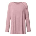 thumbnail image 4 of Abcnature Women Casual Loose Sweatshirt Long Sleeve Baggy Tunic Hem Blouse O-Neck Plain T Shirt Top Cute Pullover Cozy Comfy Baggy Jumper Oversize Tops Pink L, 4 of 6