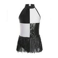 thumbnail image 2 of Sholeno Girls Halter Cutout Latin Dance Dress Sparkle Tassel Bodysuit Jazz Tango Salsa Dance Leotards Black 12, 2 of 7