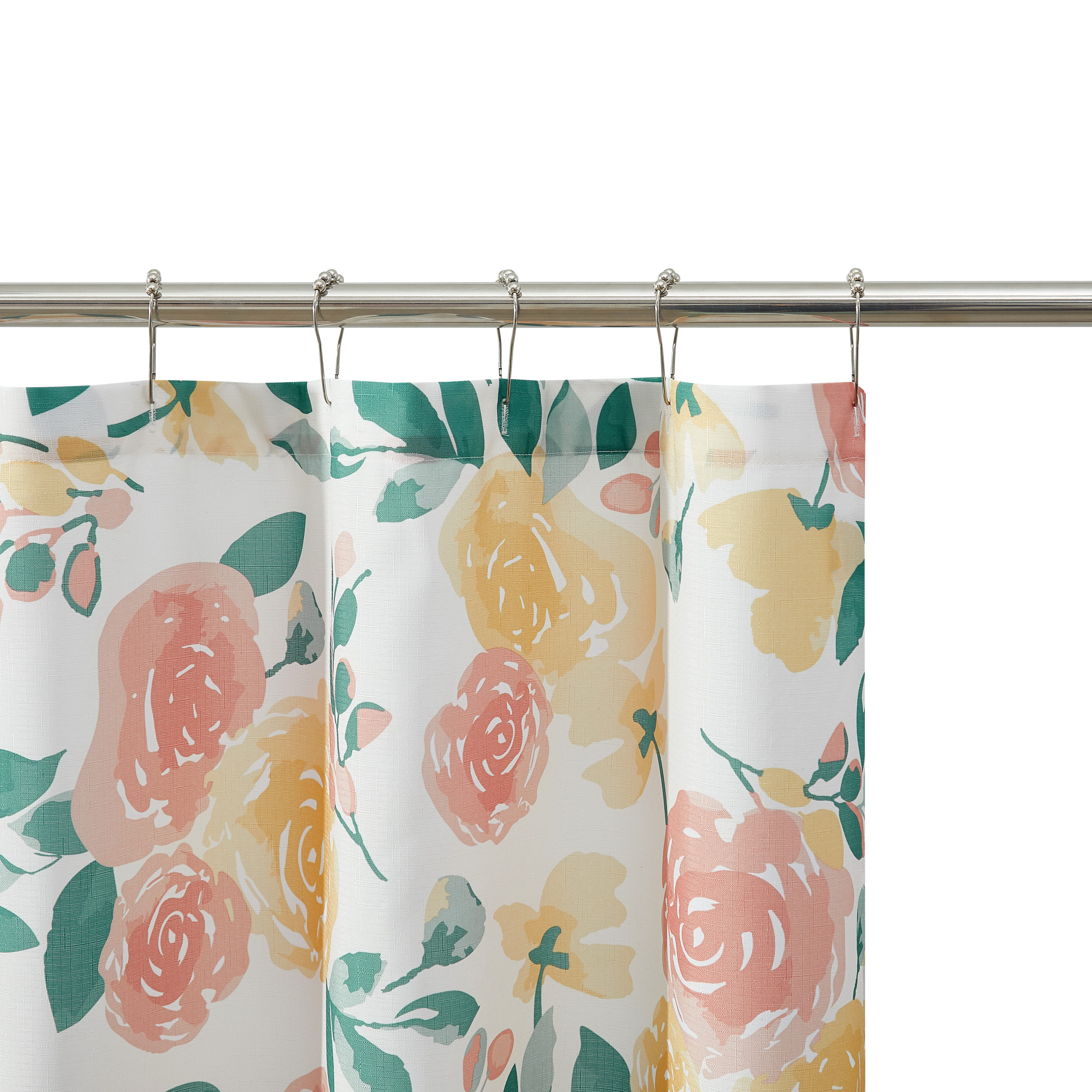 Mainstays Floral Flowers Polyester Shower Curtains, 72" x 72", Pink - image 5 of 5