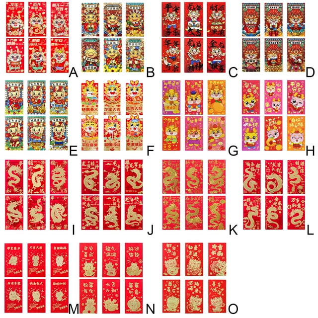 Ruiboury Lot de 6/lot Enveloppes Rouges pour Festival de Printemps Année Lunaire Chinoise Applications Larges 209B,6 Pcs 6.7 Pouces