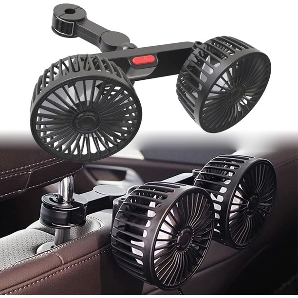 USB Car Fan,Adjustable Dual Head Clip Fan 360° Rotatable Cooling Air