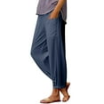 thumbnail image 2 of Delayuji Womens Cotton Linen Pants Summer High Waisted Wide Leg Long Pant Trousers With Pocket Casual Loose Pants, 2 of 7
