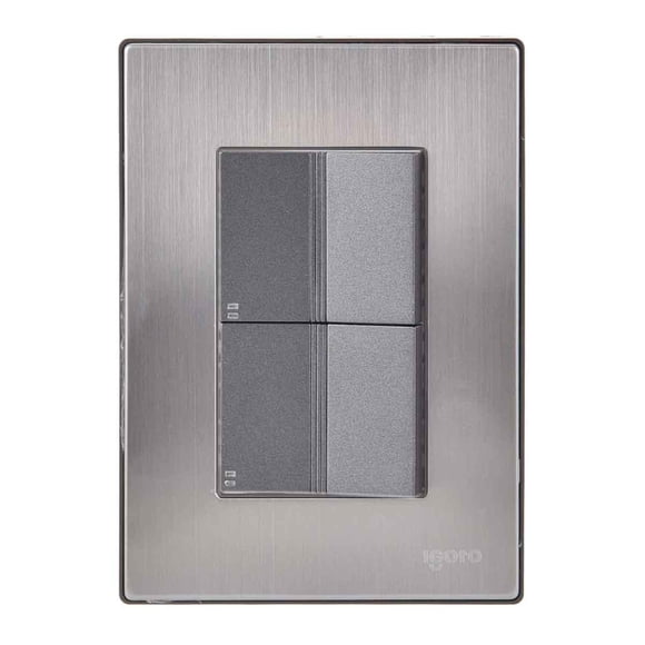 Placa Armada Inoxidable Con 2 Apagadores Escalera De 1.5 Modulos Igoto gris oscuro Igoto INOX