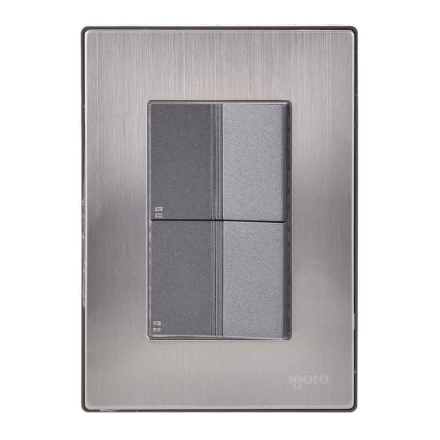Placa Armada Inoxidable Con 2 Apagadores Escalera De 1.5 Modulos Igoto gris oscuro Igoto INOX