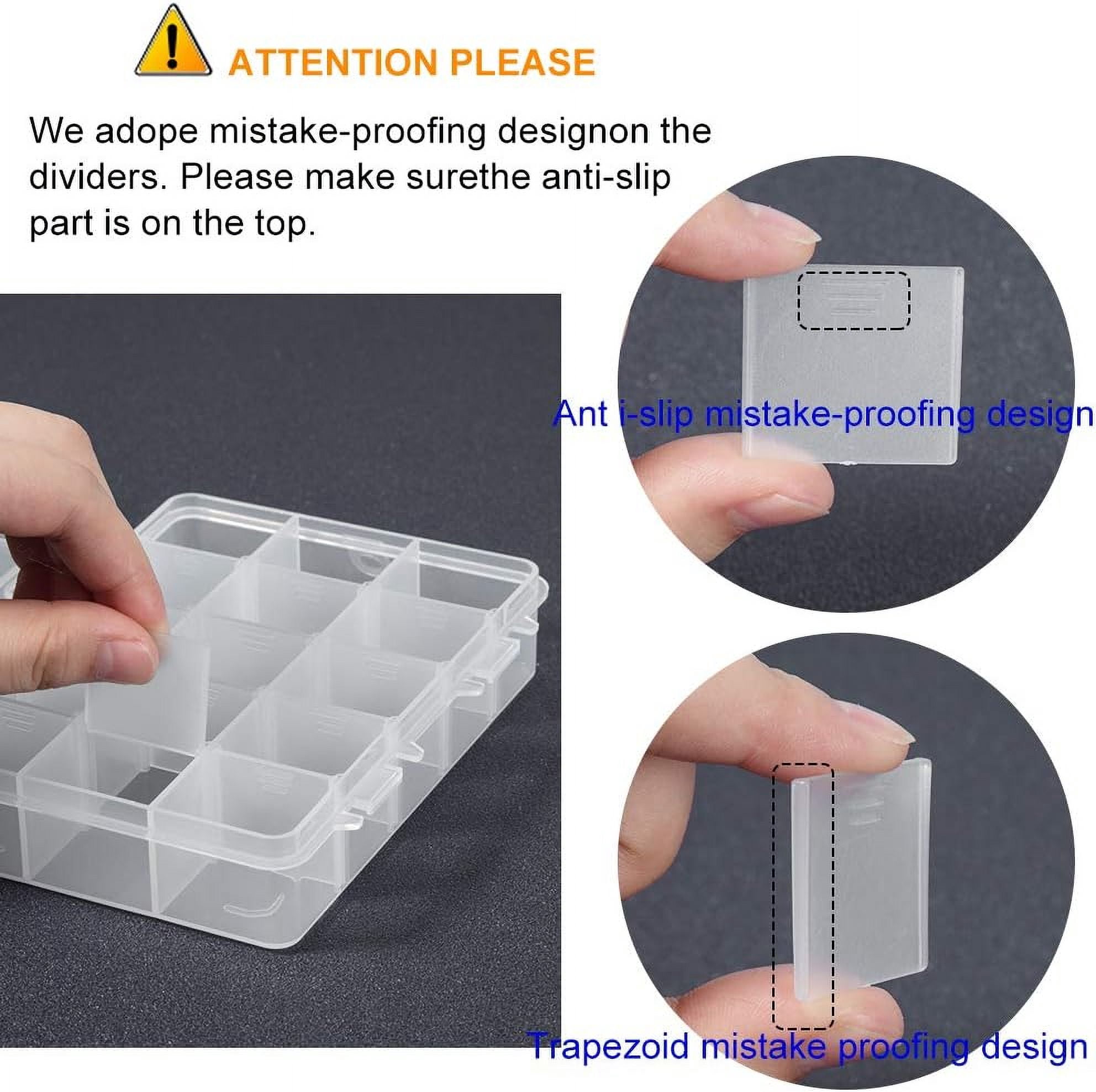 6 Pack 15 Grids Jewelry Dividers Box Organizer Adjustable Clear Plastic Bead Case Storage Container 5.5 x 3.94 x 1.18 inch Compartment: 1.18 x 0.98 x 1.02 inch Blue