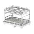 thumbnail image 1 of Escurreplatos de 2 niveles, gran capacidad, con escurridor, resistente a corrosión, colador estable, organizador de cocina y almacenamiento., 1 of 8
