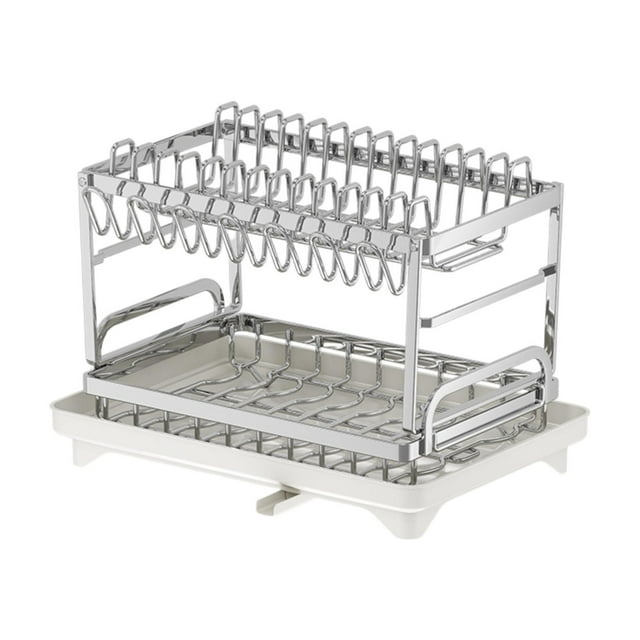 Escurridor de platos y soporte para platos grande como organizador de fregadero con bandeja de drenaje, fabricado en acero inoxidable para hogares