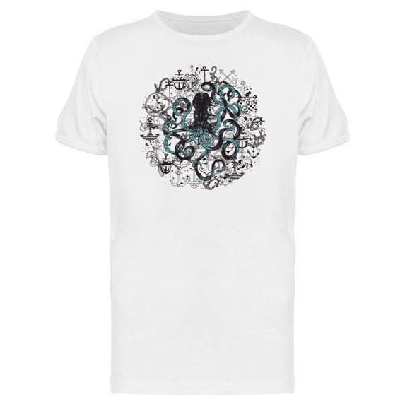 Eerie Blue Octopus T-Shirt Men -Image by Shutterstock, Male 4X-Large
