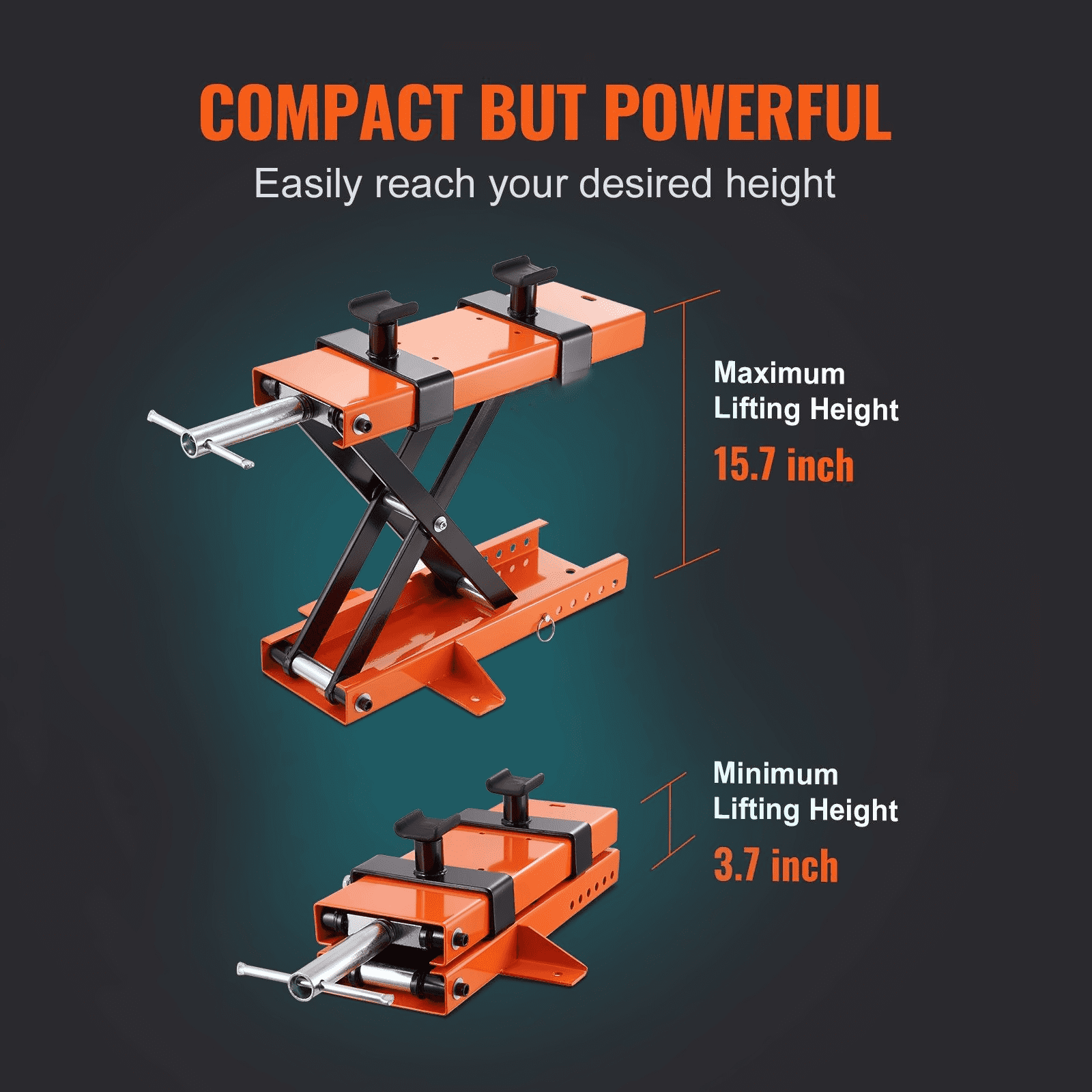 Motorcycle Lift 500kg - Center Scissor Jack for Street, Cruiser & Touring Bikes - Steel Hoist Stand with Safety Pin & Non-Slip Saddle