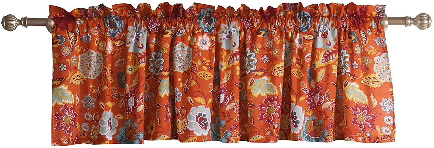 Global Trends Amanda Contemporary Floral Print Window Valance, Spice, 84 W x 19 L inches