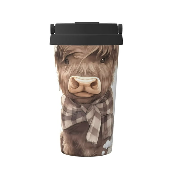 Logiee C Print Stainless Steel Coffee Tumbler, Travel Coffee Mug, Insulated Coffee Mug with Lid, Spill Proof Coffee Cup, Portable Thermal Mug