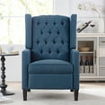 thumbnail image 3 of Manual Wing Chair Recliner, 27" W Recliner Chair Massage Chair Home Theater Seating Reading Chair with Thicker Cushion, Adjustable Lounge Chair Single Sofa for Living Room, Blue, 3 of 7
