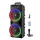 thumbnail image 3 of BT Speaker Portable Speaker with Double Subwoofer Deep Bass Lights Support USB/TF/AUX/FM/BT/MIC Long Playtime for Outdoor Party, 3 of 9