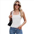thumbnail image 1 of Camisetas Sin Mangas de Canalé para Mujer (2025), de Punto con Cuello Cuadrado, Básicas e Informales de Verano. L, 1 of 8