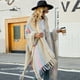 thumbnail image 5 of Capa con capucha para mujer, chal de punto con borlas a rayas de moda para otoño e invierno, 5 of 6