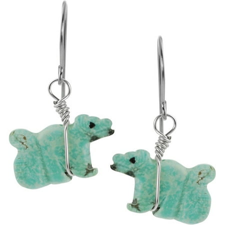 Brinley Co. 10-1/2 Carat T.G.W. Genuine Turquoise Sterling Silver Fox Drop Earrings