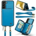 thumbnail image 6 of SaniMore for Samsung Galaxy S23 6.1" 2023 Case, [Crossbody/Wrist Strap][Zipper Flip Wallet][Card Slots][Rifid Layer] PU Leather Retro 360°Protective Shockproof Cover For Samsung Galaxy S23, Blue, 6 of 10