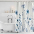 thumbnail image 3 of Blue Spring Floral Shower Curtain, Waterproof Shower Curtains for Bathroom, Summer Flowers Botanical Elegant Washable Fabric Bathtub Curtain Set Bath Decor with 12 Hooks 72"x78", 3 of 8