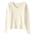 thumbnail image 3 of Admvng Womens Sweaters Solid Color Long Sleeved V-neck Knitted Sweater Thin Sweater Top, Size S-2XL, 3 of 3