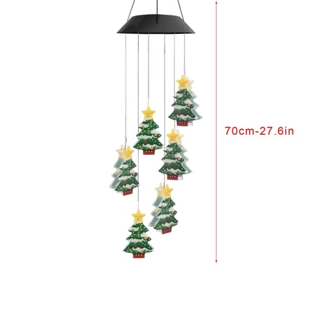 geerera LED Colorful Christmas Wind Chime, Solar Powered Garden Lights, Musical Outdoor Tree Decor, for Yard Display, Patio Lighting, Gifts for Her/Him
