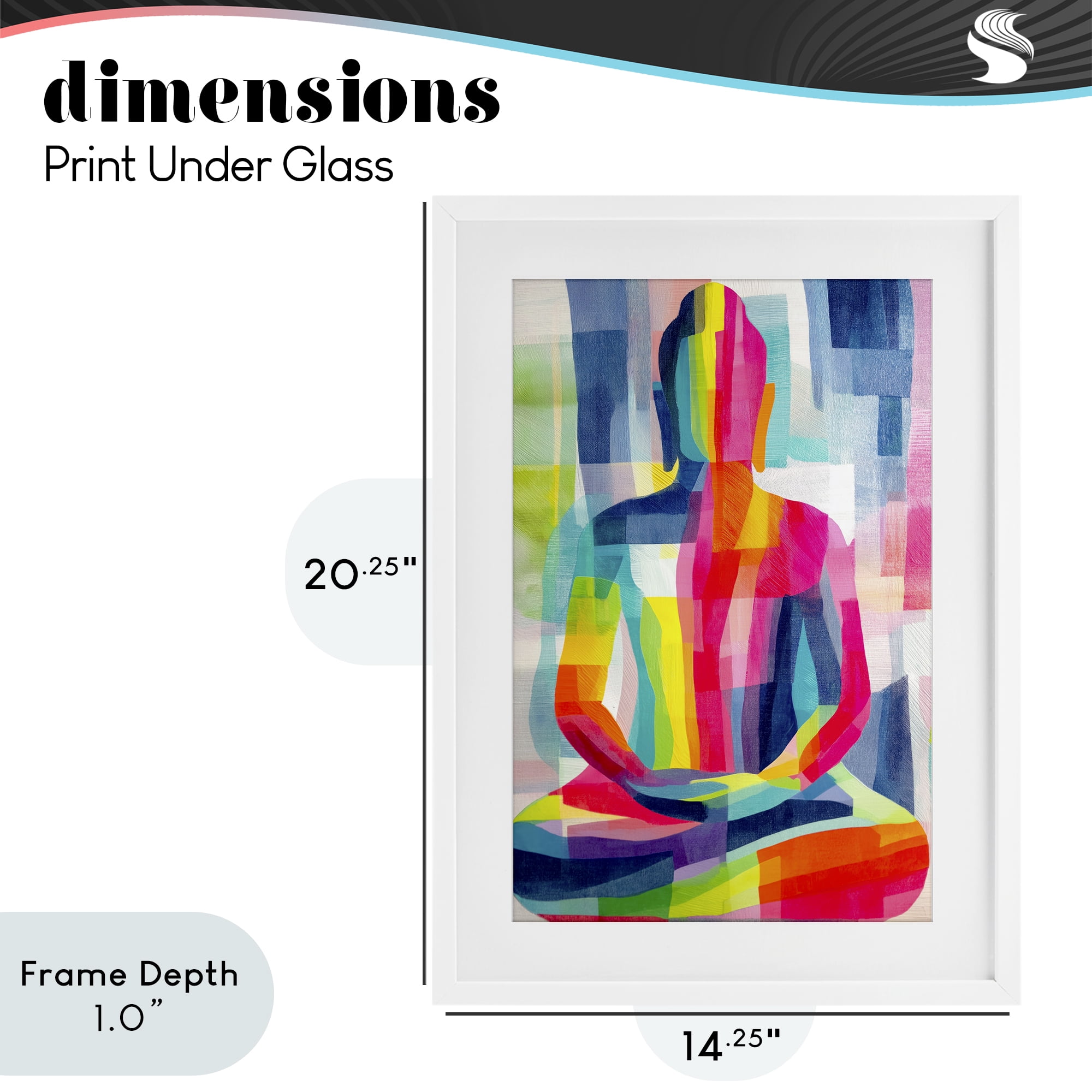 Stupell Industries Geometric Buddha In Spectrum White Framed Print Under Glass, design by Chromatic Storm Studio
