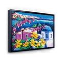 thumbnail image 3 of Designart 'Colorful Traditional Santorini Churches Among Flowers' Nautical & Coastal Framed Canvas Wall Art Print, 3 of 5
