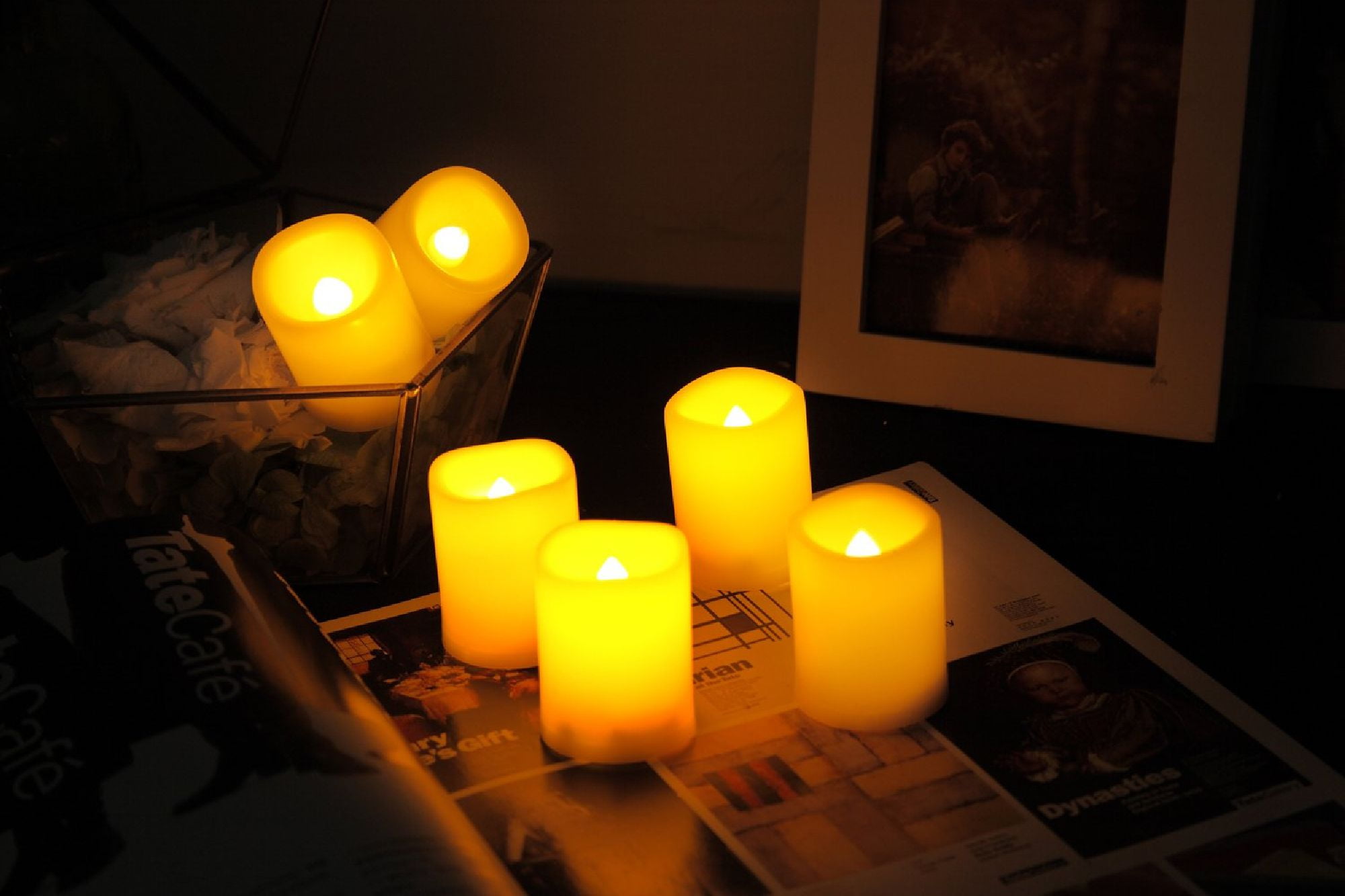 Battery Operated Flameless LED Votive Candles with Timer Flickering