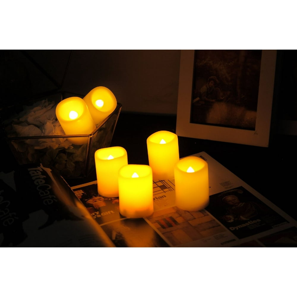 Battery Operated Flameless LED Votive Candles with Timer Flickering