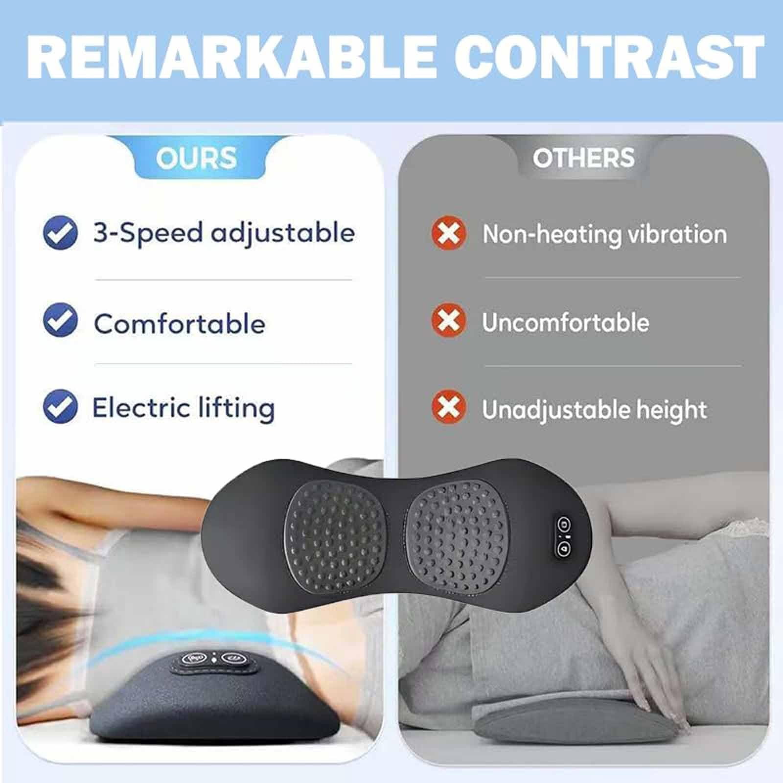 Triple Fusion Back Massager, 3-in-1 Back Massager with Traction Lifting and Vibration Massage and Heat Compress Against Pain, Sciatica Massager for Neck, Shoulder, Backs, Waist Wedge Bolster(Gray)