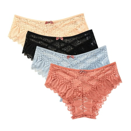uublik Value 4-Pack  Women s Panties Pack No Show Thong Lace Panties Breathable Comfortable Underwear Womens