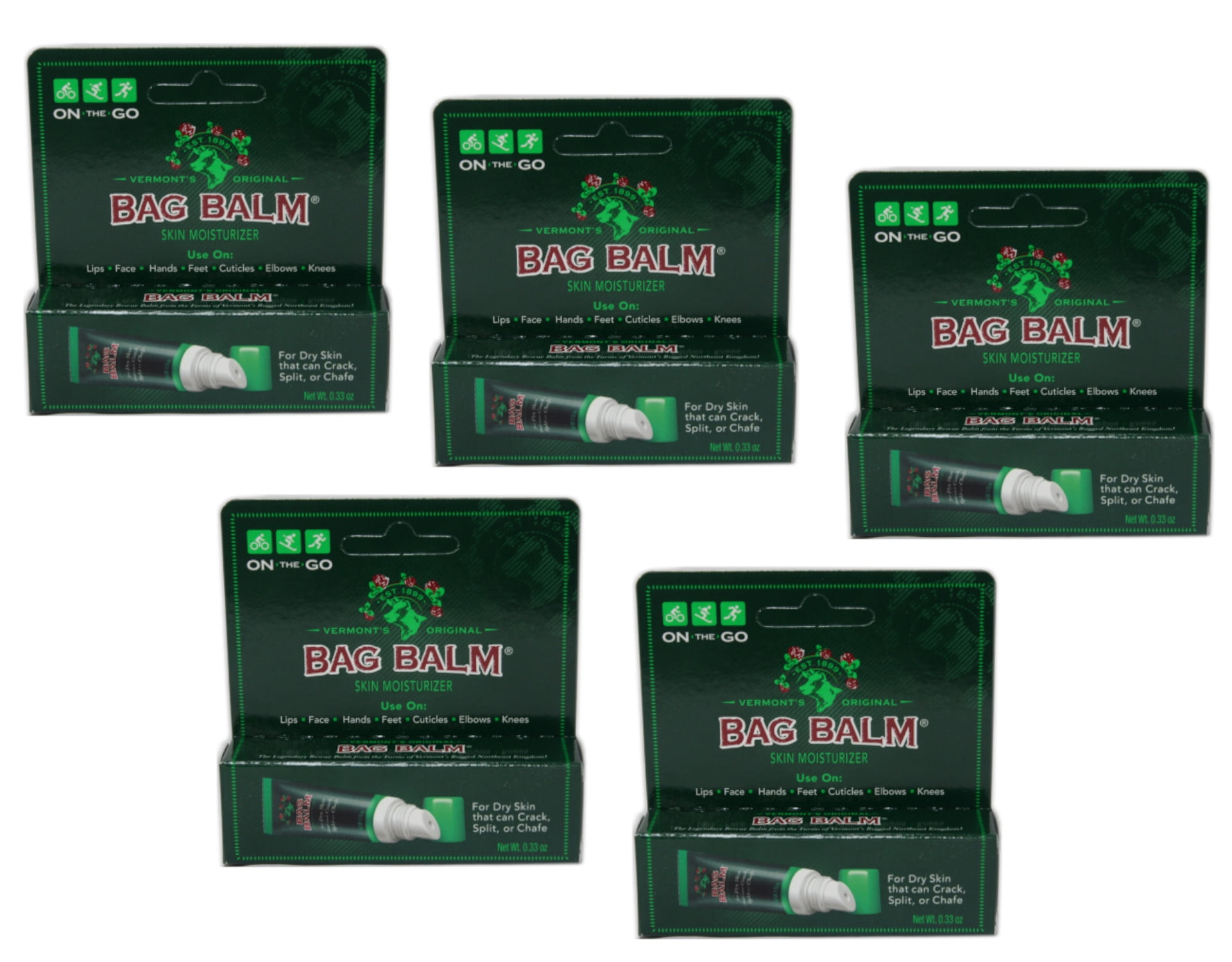 5 Pack Bag Balm On The go Ointment Tube Ultimate Skin Solution 0.33oz
