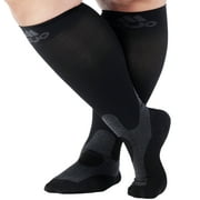 5XL Plus Size Mojo Compression Socks for Men and Women 20-30mmHg - Black, 5X-Large