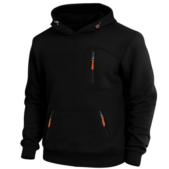 Men's Tactical Lightweight Fleece Hoodie - Athletic Pullover with Zip Pockets