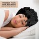 thumbnail image 5 of Nuevo Gorro de dormir liso de satén para mujer, gorros sedosos con bandas para atar, gorro de ducha elástico, gorro ajustable para gorros de pelo rizado, 5 of 5