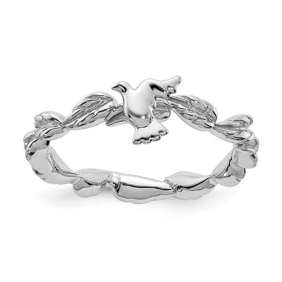 Auriga 925 Sterling Silver Rhodium-plated Polished Dove Ring for Women Size- 10