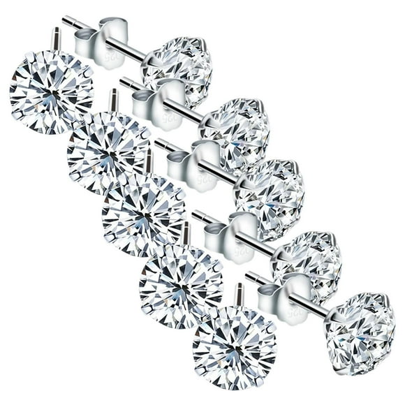 Aretes de broquel VenDepot DiamLux3 5 Pzas 3mm Plata Metal