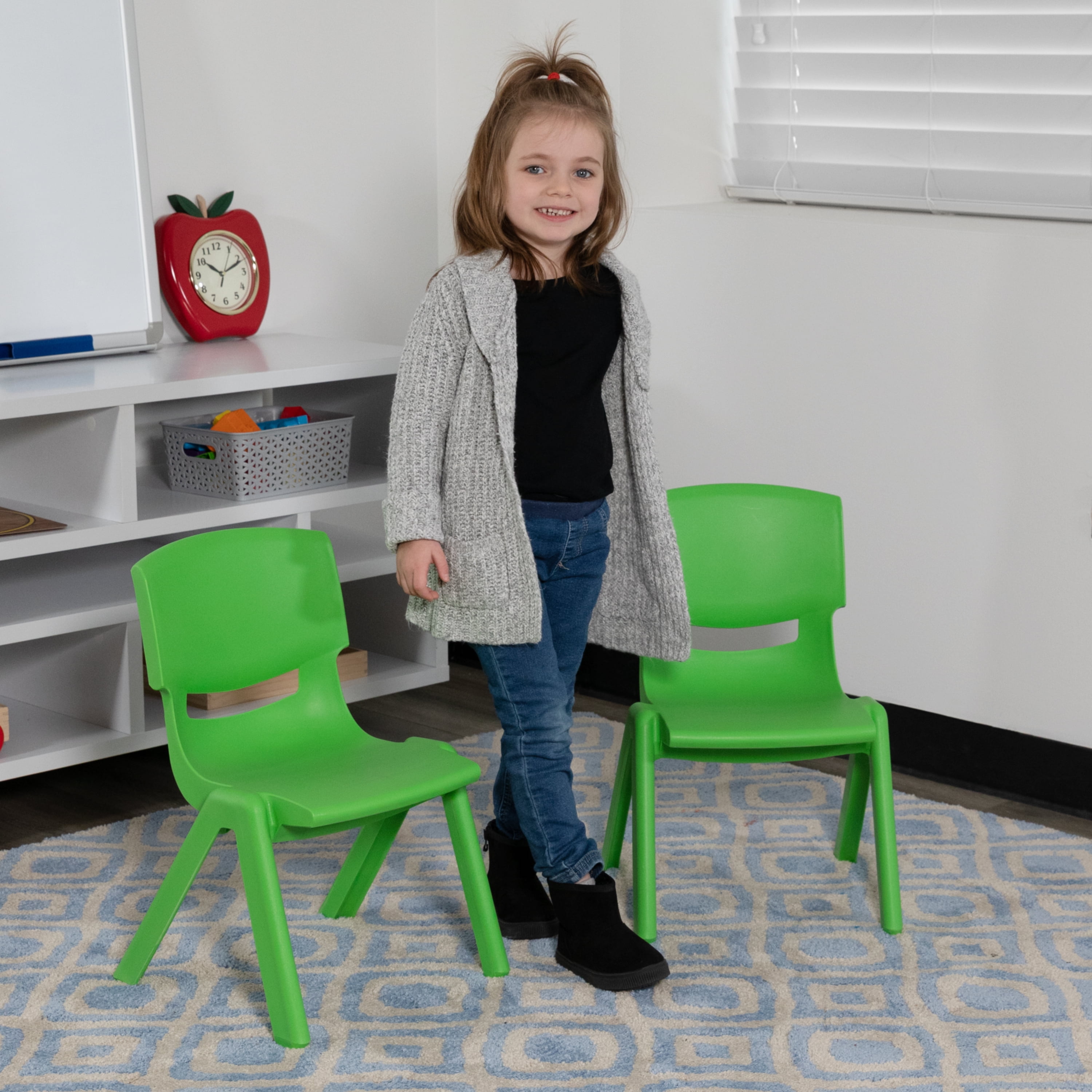 Flash Furniture Kids Plastic Stacking School Chair (2 Pack), Green - 2