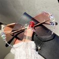 thumbnail image 3 of Gafas de sol sin montura con diamantes de imitación, lentes de diseñador de marca de moda, corte Retro, gradiente, nuevo, 3 of 5