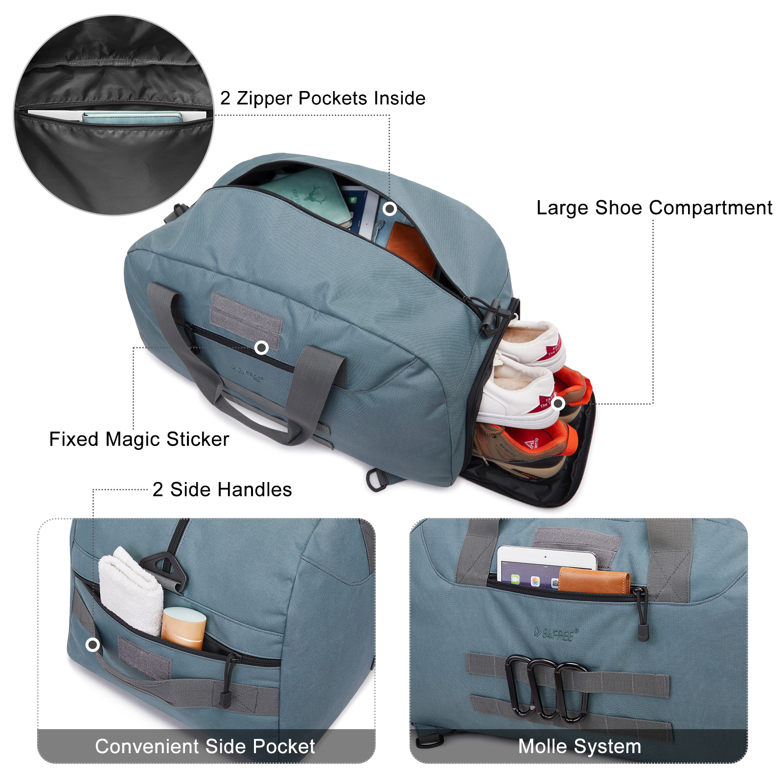 G4Free 70L Large Sports Duffle Bag for Men Gym Travel Backpack with Shoes Compartment Convertible Duffel Backpack