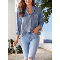 thumbnail image 6 of Womens Button Down Shirts Striped Classic Long Sleeve Collared Office Work Blouses Tops with Pocket Blue XXL, 6 of 7