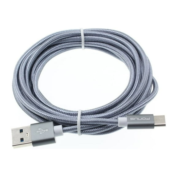 Compatible With G7 G8 ThinQ - Braided Gray 10ft Long Type-C Cable Rapid Charger Sync USB Wire P9P for LG G8 ThinQ, G7 ThinQ